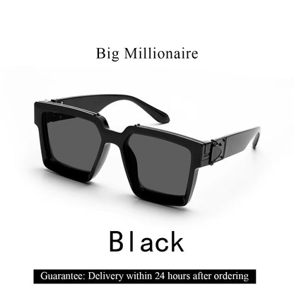 Retro Black Millionaire Shades Luxury Sunglasses 2026 for Men Designer Famous Brand Square Sun Glasses Man Women Sunglass