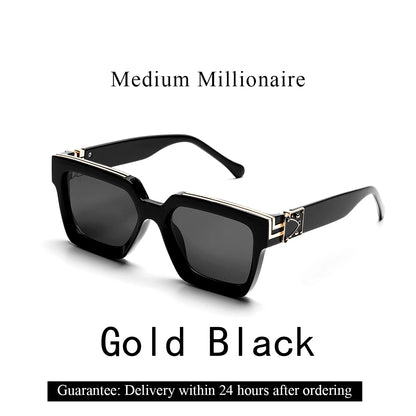 Retro Black Millionaire Shades Luxury Sunglasses 2026 for Men Designer Famous Brand Square Sun Glasses Man Women Sunglass