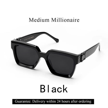 Retro Black Millionaire Shades Luxury Sunglasses 2026 for Men Designer Famous Brand Square Sun Glasses Man Women Sunglass